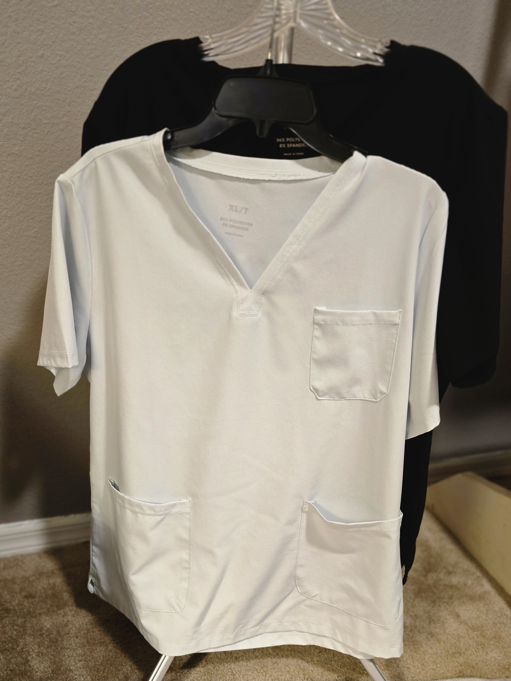 2 Scrub Sets XL Tall Black Light Blue Stretch Cargo 4pc Bundle